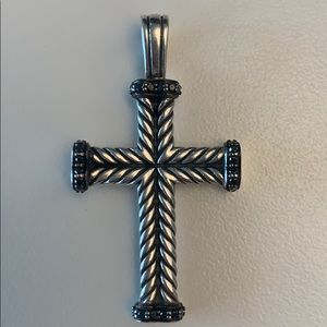 David Yurman Cross pendant with black diamonds